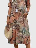 Heather | Fitted Floral Print Midi Dress