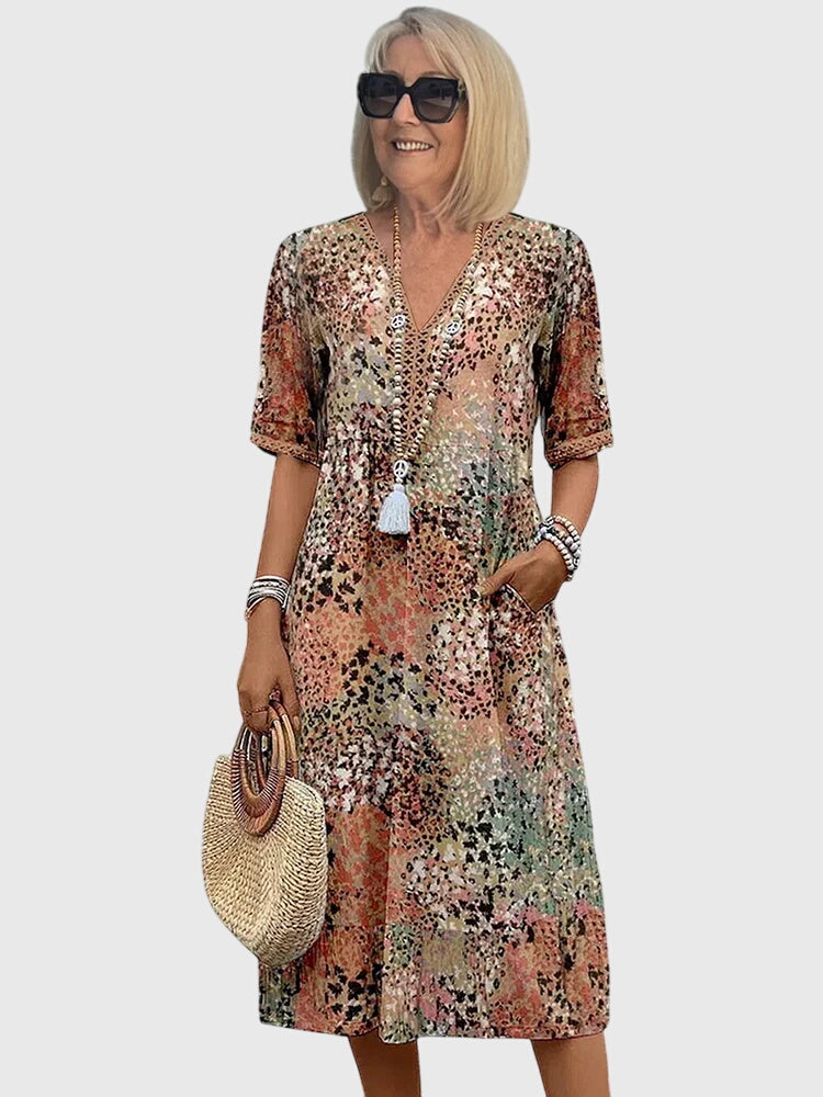 Heather | Fitted Floral Print Midi Dress