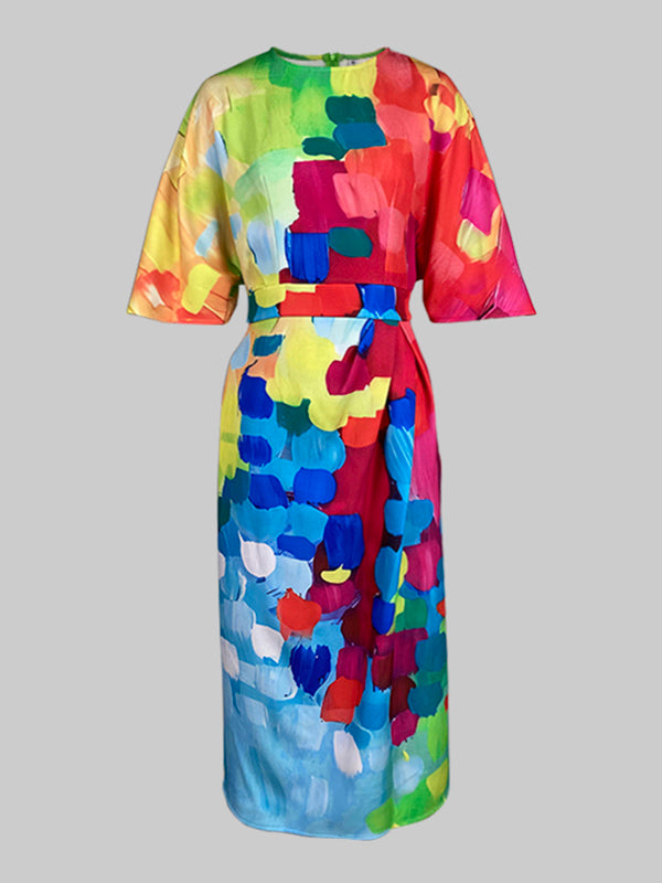 Helene | Loose Fit Asymmetric Split-Joint Midi Dress