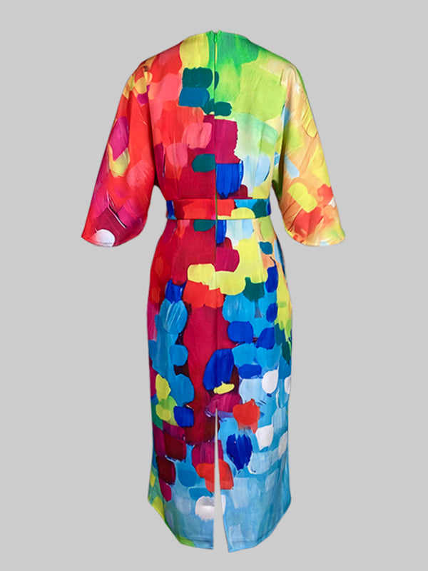 Helene | Loose Fit Asymmetric Split-Joint Midi Dress