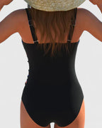 Holly | Wrap-Front Striped One-Piece Swimsuit