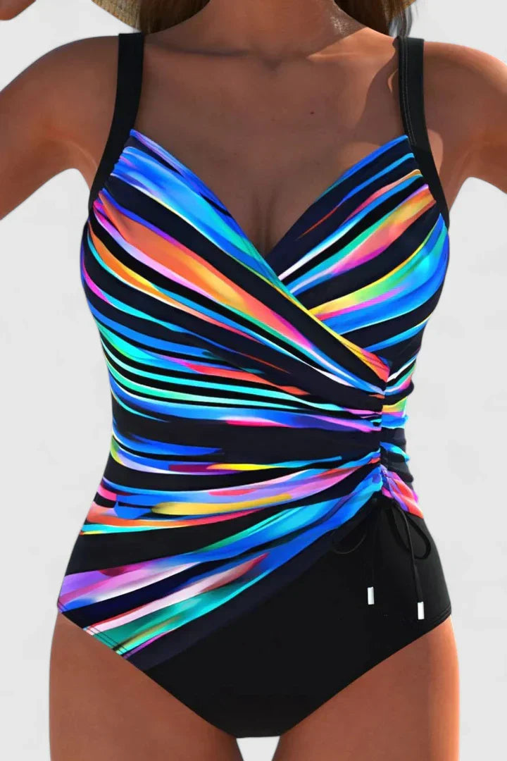 Holly | Wrap-Front Striped One-Piece Swimsuit