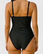 Holly | Wrap-Front Striped One-Piece Swimsuit