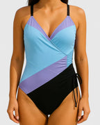 Holly | Wrap-Front Striped One-Piece Swimsuit