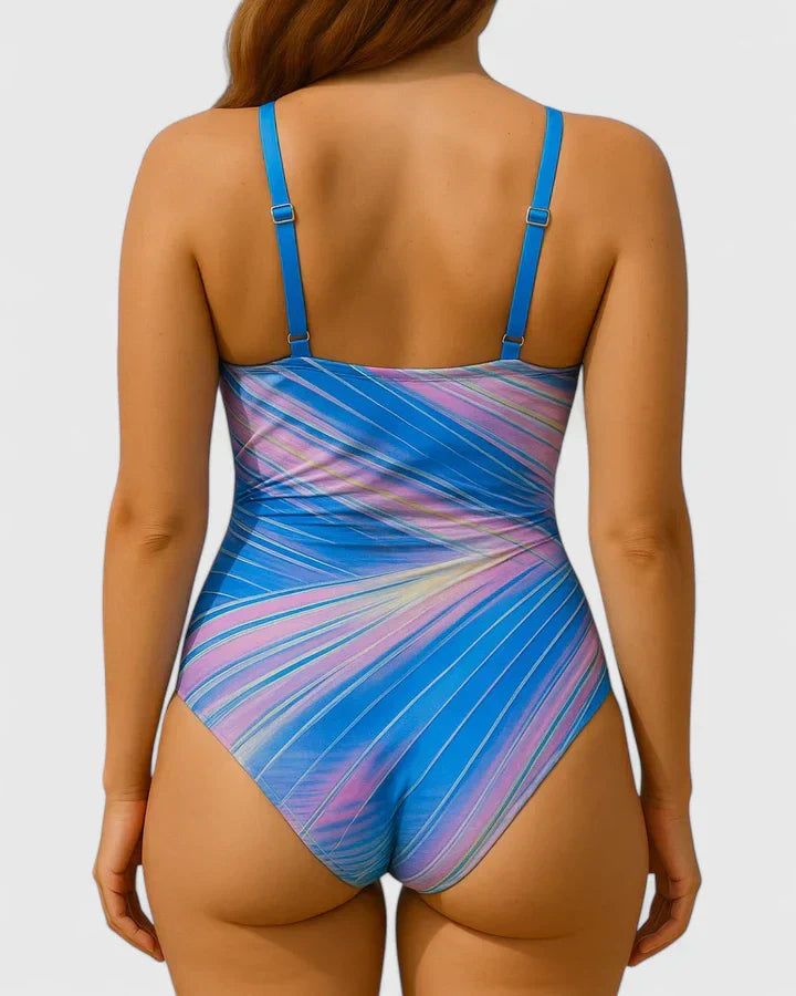 Holly | Wrap-Front Striped One-Piece Swimsuit
