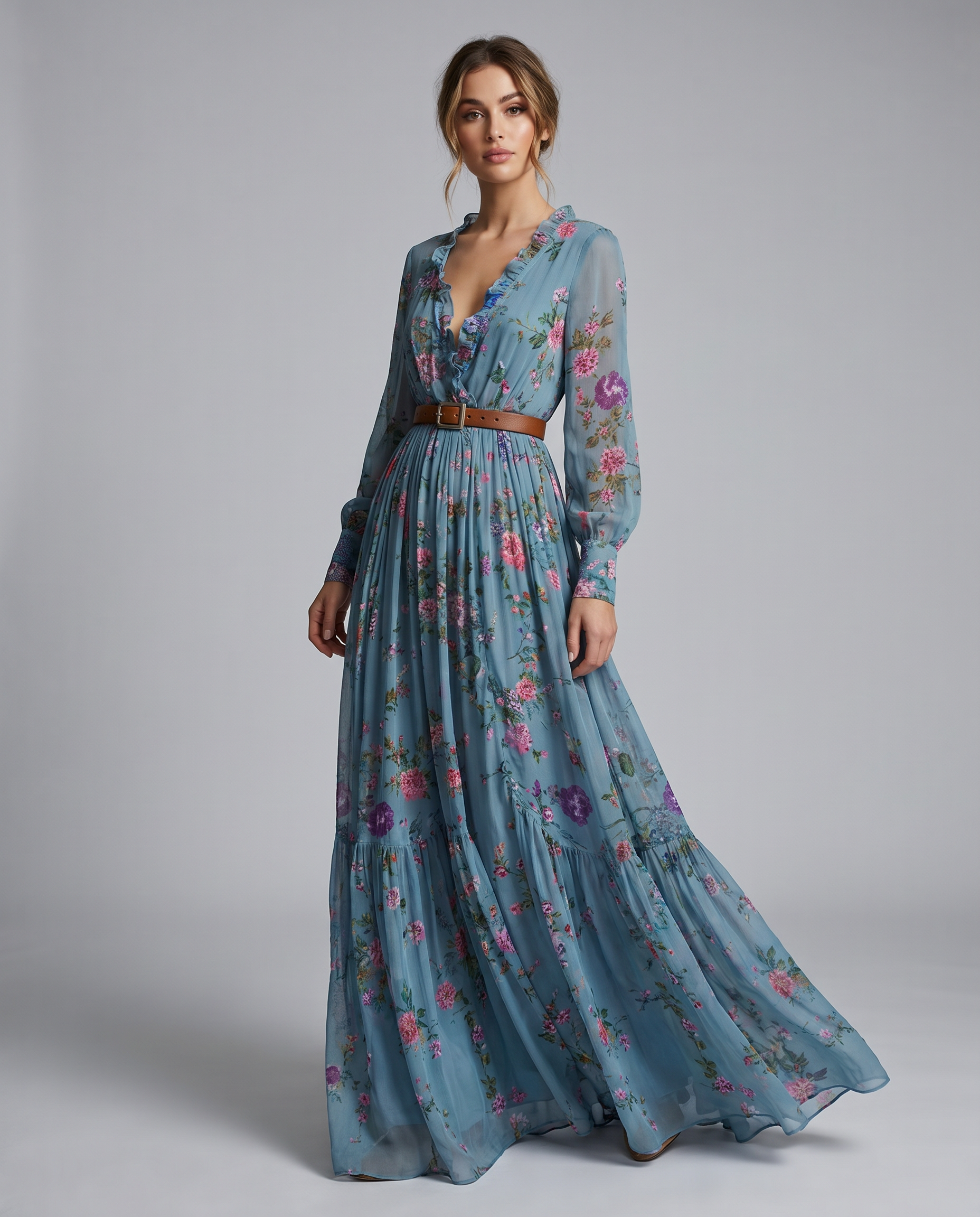 Hope | Bohemian Fit Floral Print Long Sleeve Maxi Dress