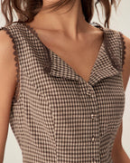 Hope | Classic Fit Brown Plaid Single Breasted Vest