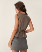Hope | Classic Fit Brown Plaid Single Breasted Vest