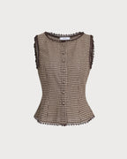 Hope | Classic Fit Brown Plaid Single Breasted Vest