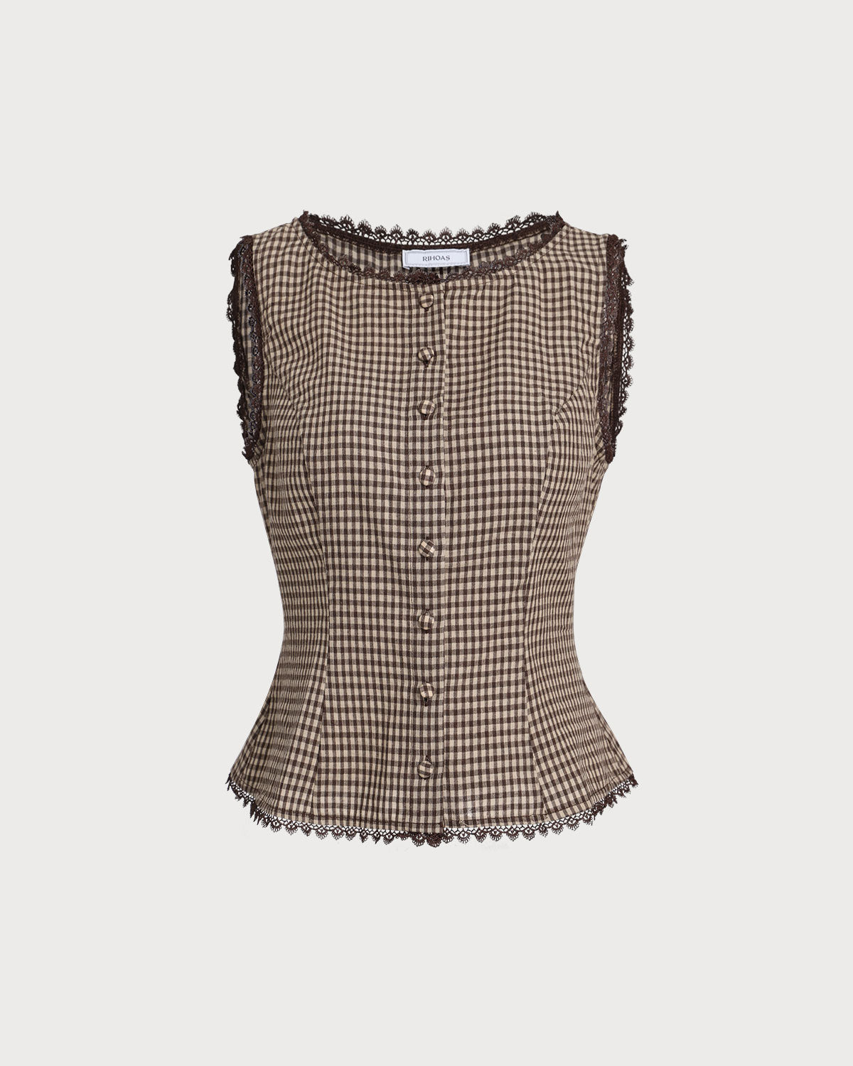 Hope | Classic Fit Brown Plaid Single Breasted Vest
