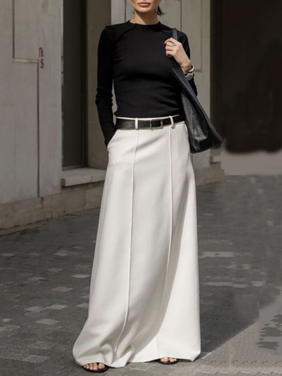Ingrid | H-Line Solid Color Skirt