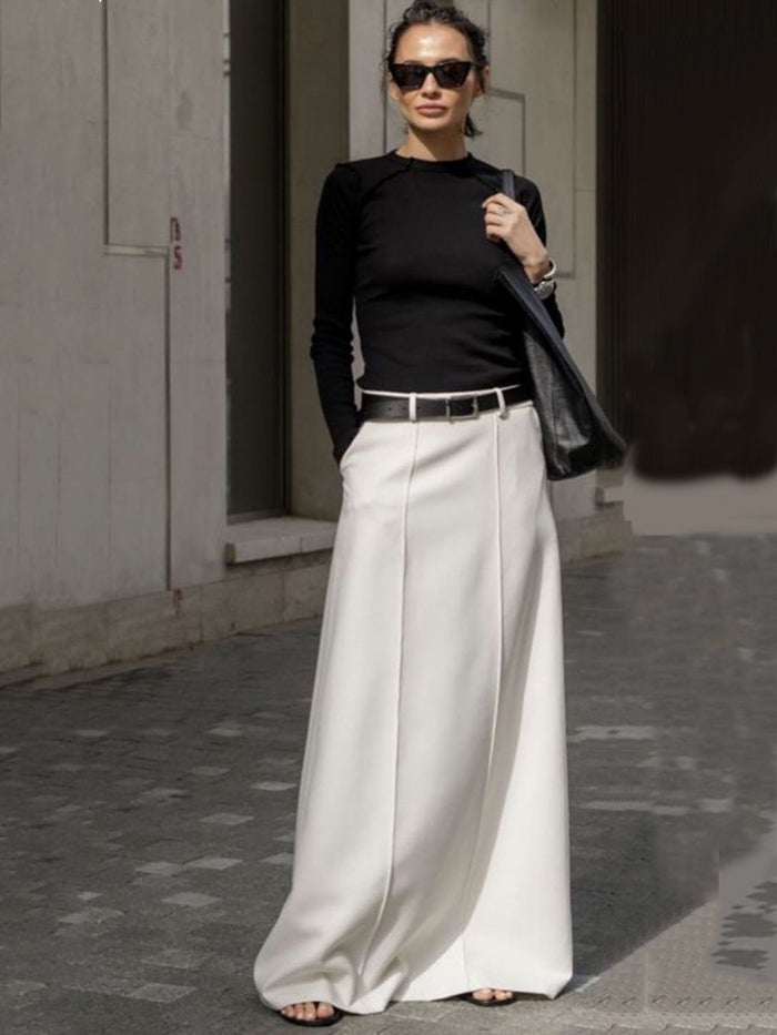 Ingrid | H-Line Solid Color Skirt
