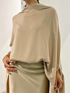 Isadora | Loose Fit Batwing Sleeve High Neck Skirt Set