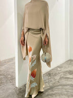 Isadora | Loose Fit Batwing Sleeve High Neck Skirt Set