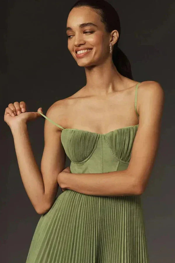 Ivy | Pleated Fit Strappy Midi Dress