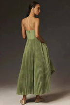 Ivy | Pleated Fit Strappy Midi Dress
