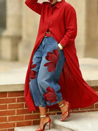 Jade | Loose Fit Wide Leg Flower Print Jean Pants