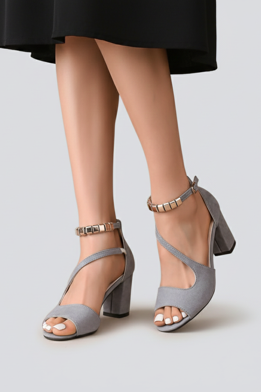 Jemma | Crisscross Strap Block Heel Ankle Sandals