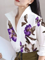 Jemma | Loose Fit Long Sleeve Stand Collar Blouse