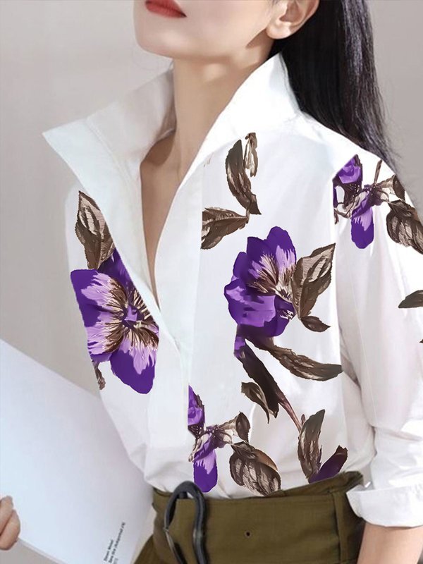 Jemma | Loose Fit Long Sleeve Stand Collar Blouse