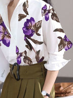 Jemma | Loose Fit Long Sleeve Stand Collar Blouse