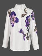 Jemma | Loose Fit Long Sleeve Stand Collar Blouse