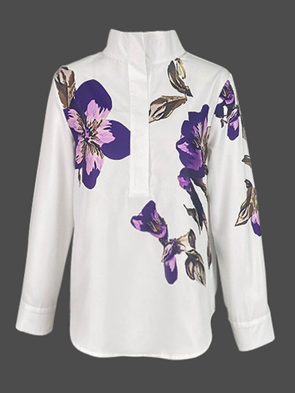 Jemma | Loose Fit Long Sleeve Stand Collar Blouse