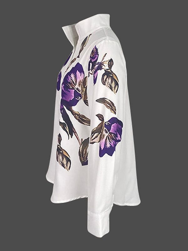 Jemma | Loose Fit Long Sleeve Stand Collar Blouse