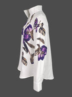 Jemma | Loose Fit Long Sleeve Stand Collar Blouse