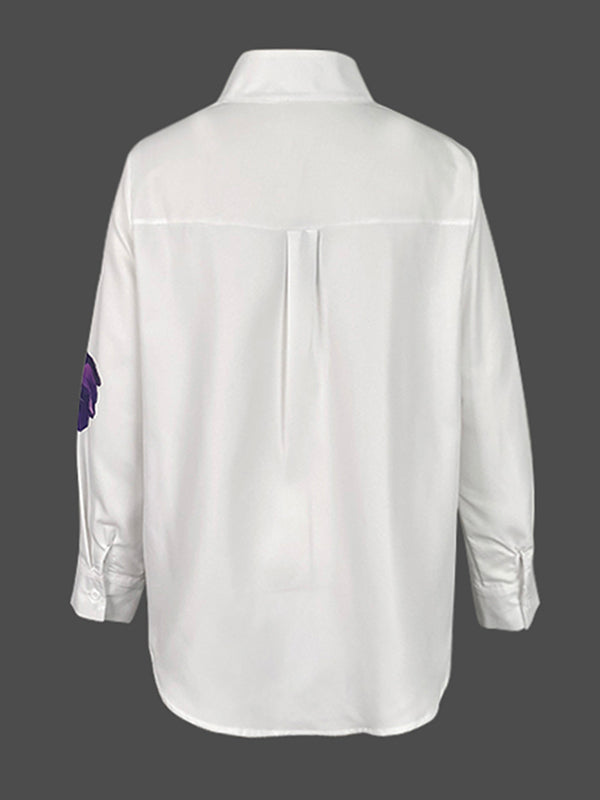 Jemma | Loose Fit Long Sleeve Stand Collar Blouse