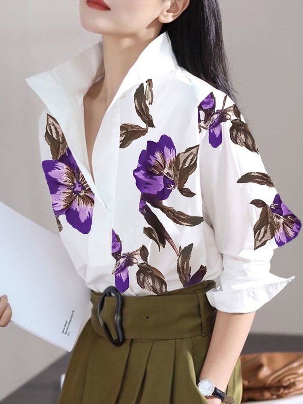 Jemma | Loose Fit Long Sleeve Stand Collar Blouse