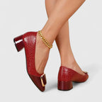 Jessamine | Crocodile-Embossed Block Heel Loafers