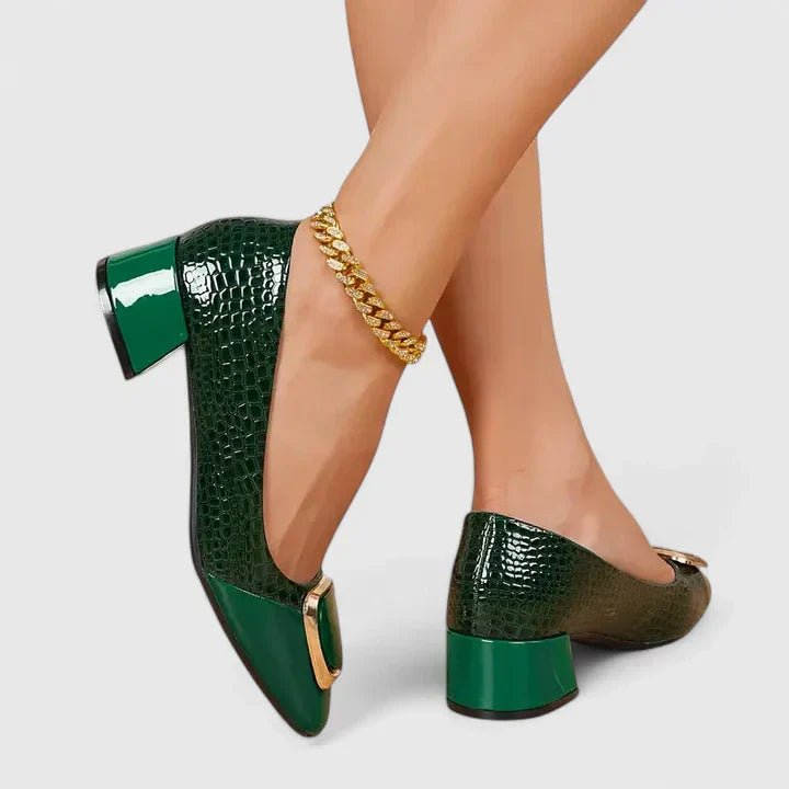 Jessamine | Crocodile-Embossed Block Heel Loafers