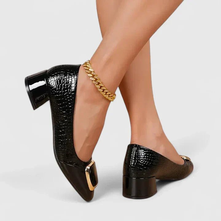 Jessamine | Crocodile-Embossed Block Heel Loafers