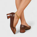 Jessamine | Crocodile-Embossed Block Heel Loafers