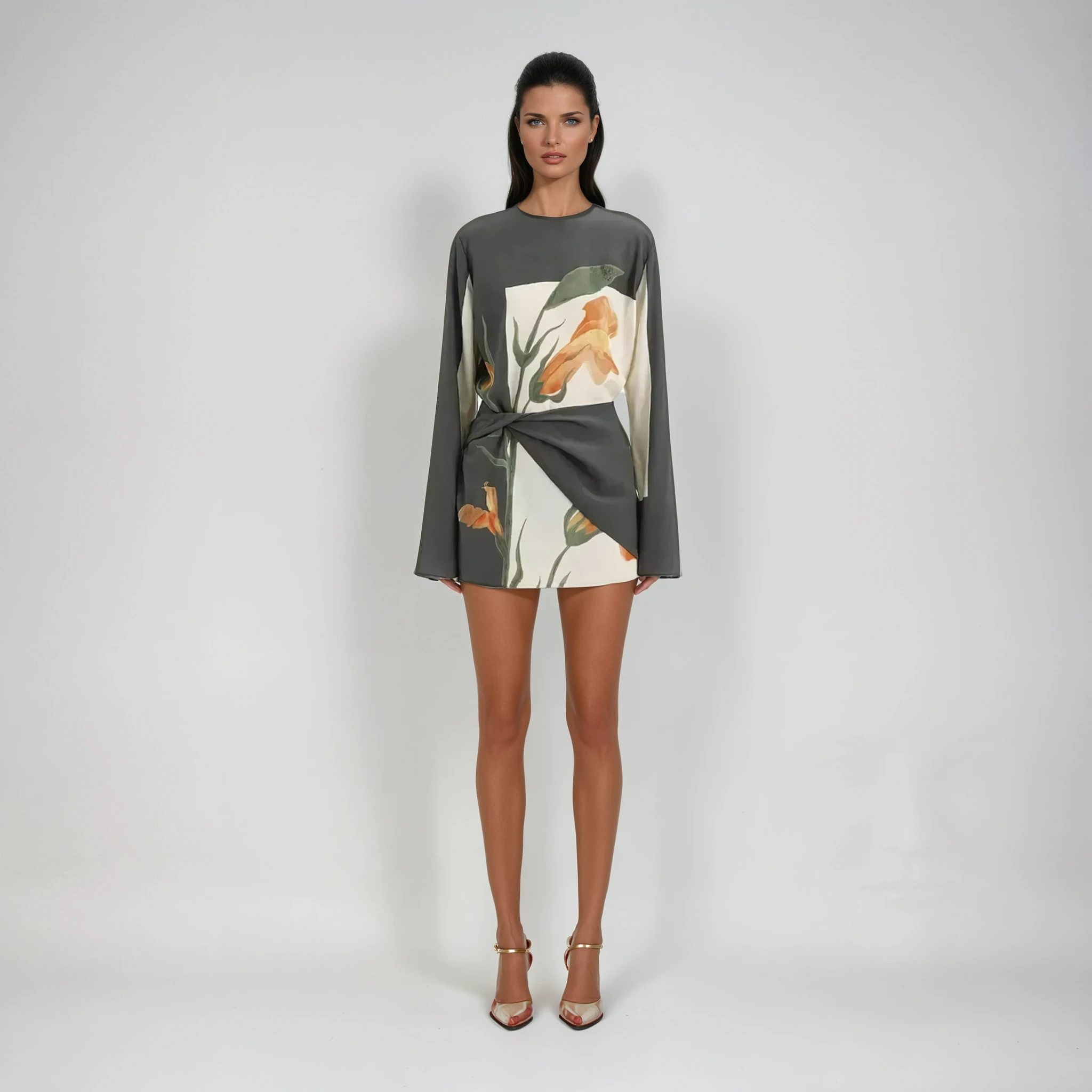 Jessamine | Draped Twist Fit Floral Mini Dress