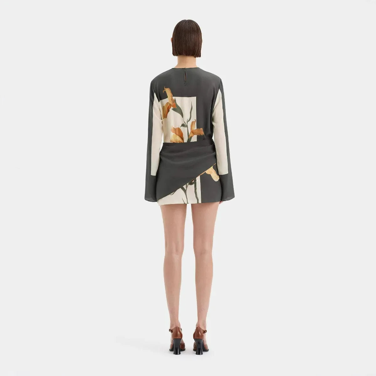 Jessamine | Draped Twist Fit Floral Mini Dress