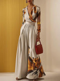 Joanna | Loose Fit Floral Print Pleated V-Neck Jumpsuit