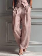 Jocelyn | Sleeveless Button-Front Vest and Wide-Leg Trousers Set