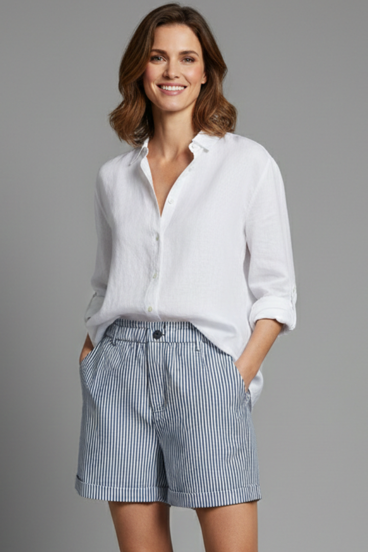 Judith | High Waist Tailored Striped Shorts