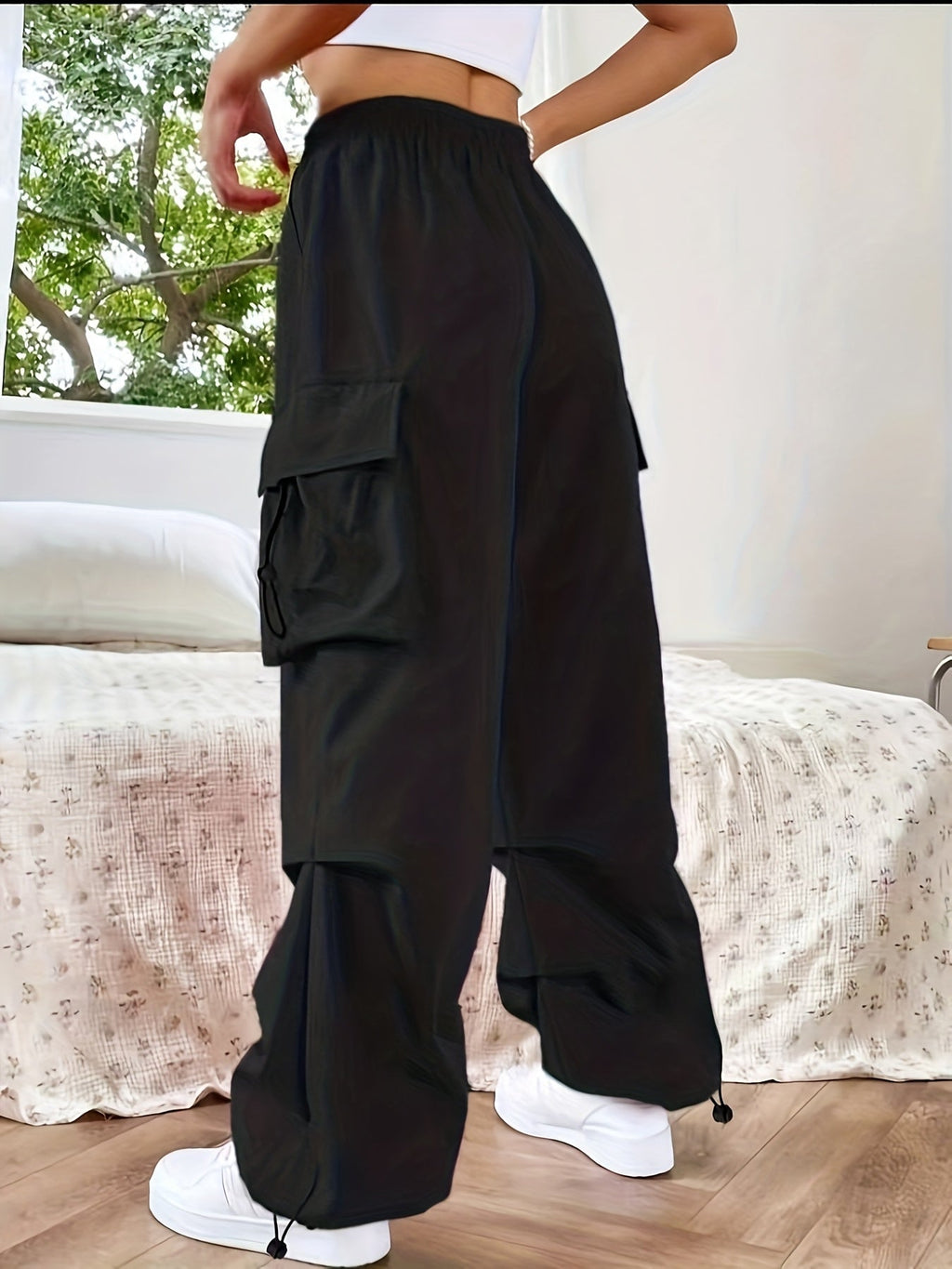 Justine | Wide Leg Cargo Pocket Casual Pants