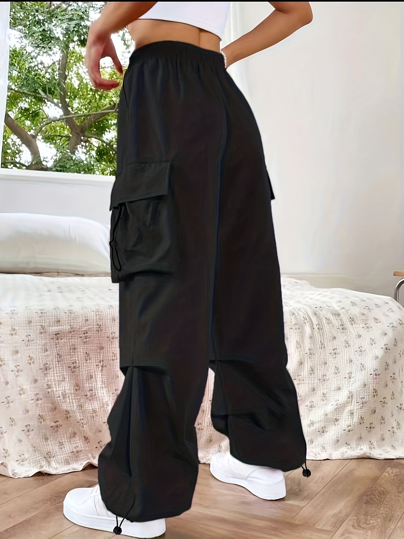 Justine | Wide Leg Cargo Pocket Casual Pants