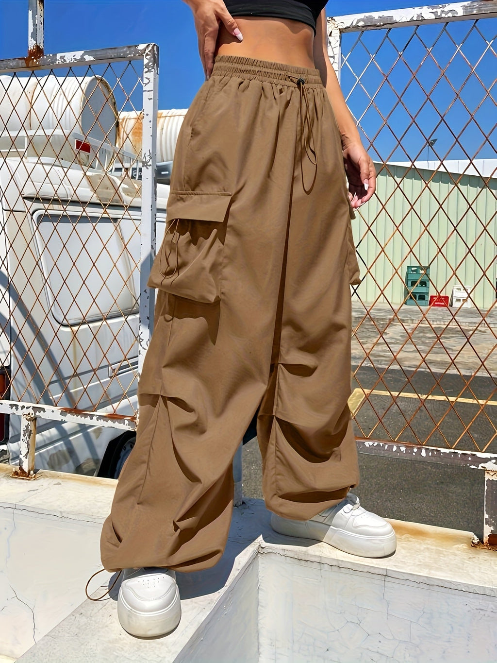 Justine | Wide Leg Cargo Pocket Casual Pants