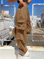 Justine | Wide Leg Cargo Pocket Casual Pants