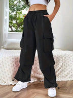 Justine | Wide Leg Cargo Pocket Casual Pants
