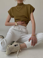 Katya | Slim Fit Mock Neck Short Sleeve Top