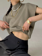 Katya | Slim Fit Mock Neck Short Sleeve Top