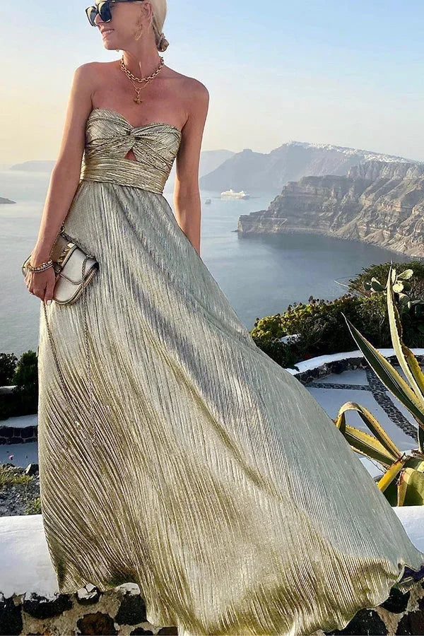 Kendall | Strapless Pleated Maxi Dress
