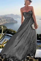 Kendall | Strapless Pleated Maxi Dress