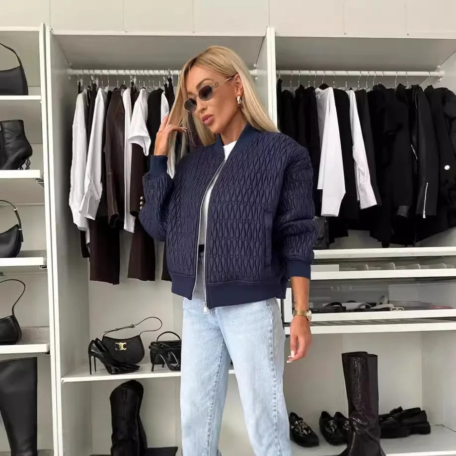 Kennedy | Quilted Zip-Up Bomber Jacket